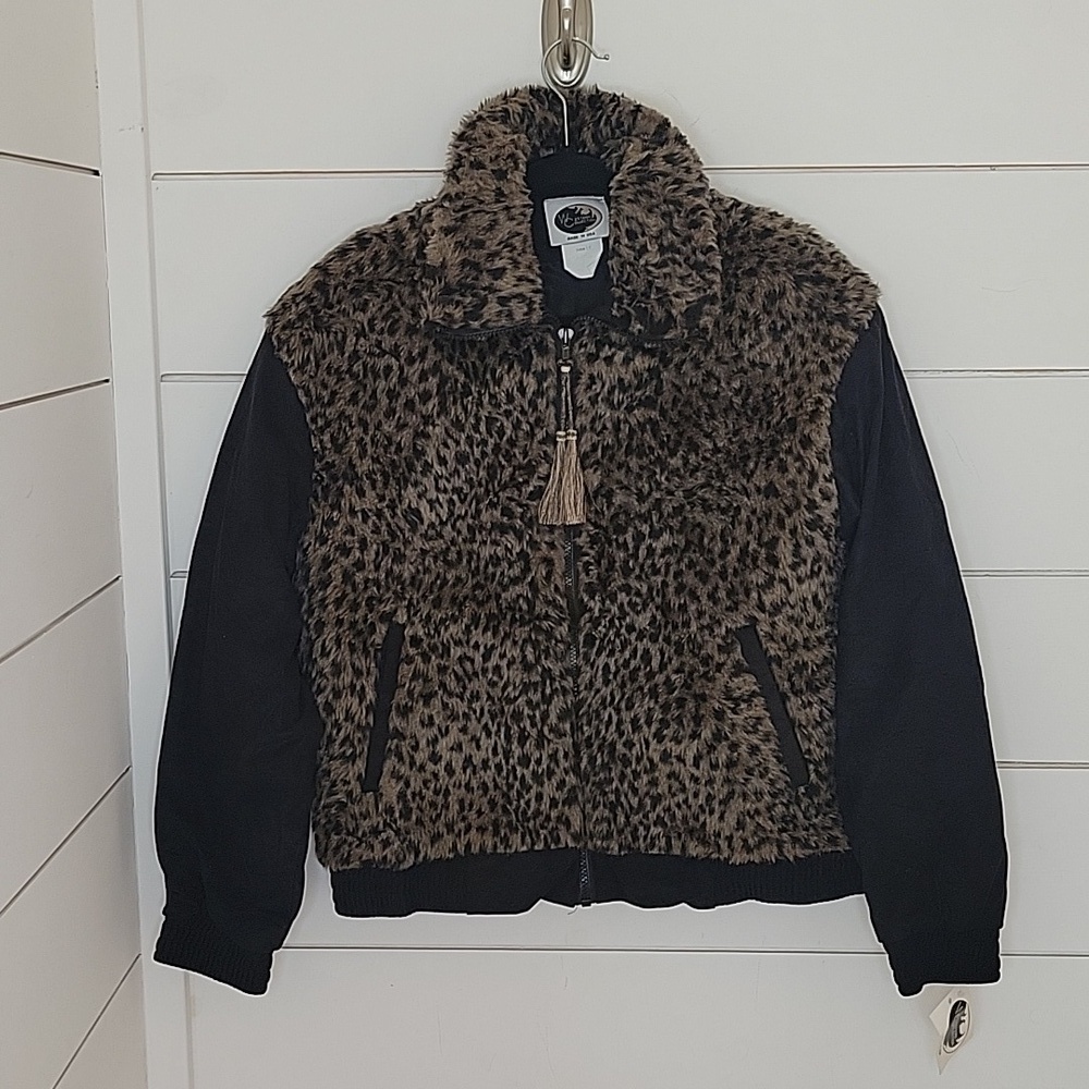 VINTAGE NWT Western Collection small animal print bodice with black sleeves coat